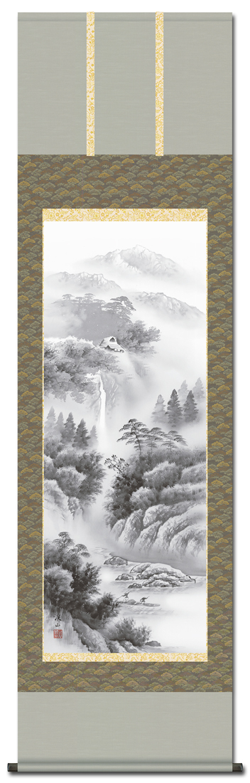 水墨山水」幽山蒼流 伊藤渓山 （尺五） 日本製 山水画 - 掛け軸（掛軸）販売通販なら掛け軸総本家